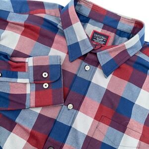 UNTUCKit Mens XX-Large Red Blue Plaid Relaxed Fit Button Down Shirt Style 41261